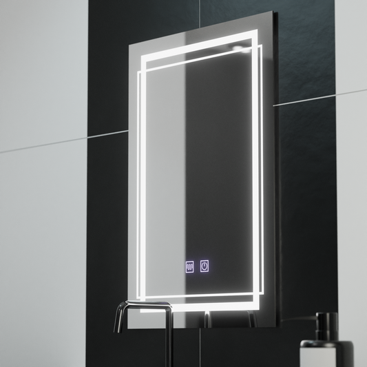 Zrkadlové LED obdĺžnikový obdĺžnik 50x70cm dotyk Koven deaktivujúci systém