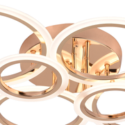 LED luster s diaľkovým ovládaním BETTY 82W, 6 kruhov, studené/teplé/neutrálne svetlo, stmievateľné, lesklé zlato