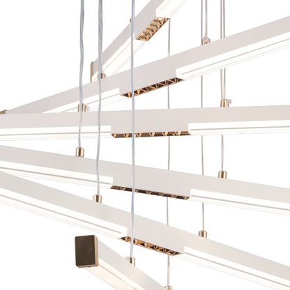 Závesný akrylový LED luster LT183/5WH, 69W, svetlo 3000/4000/6000K, biely, nastaviteľná výška