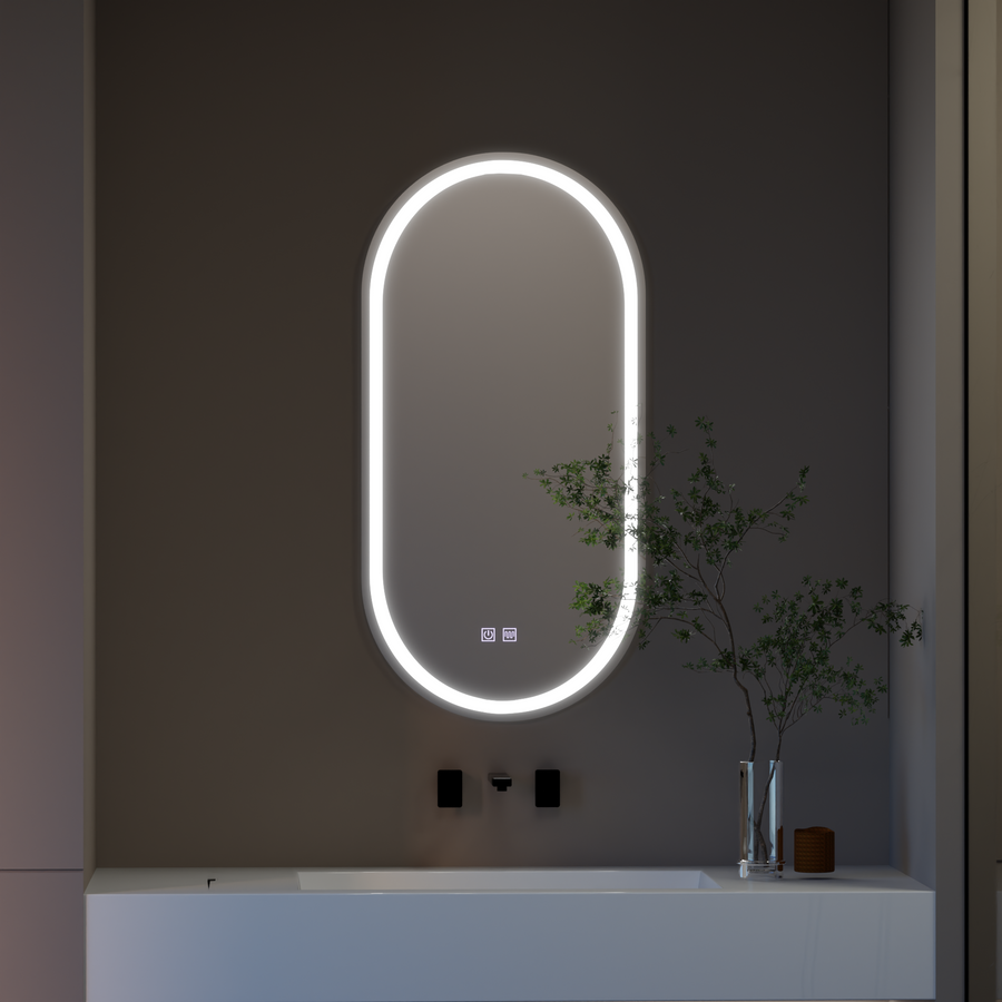 Zrkadlové oválne oválne 50x100cm velara dotykový systém smiešne demontáž