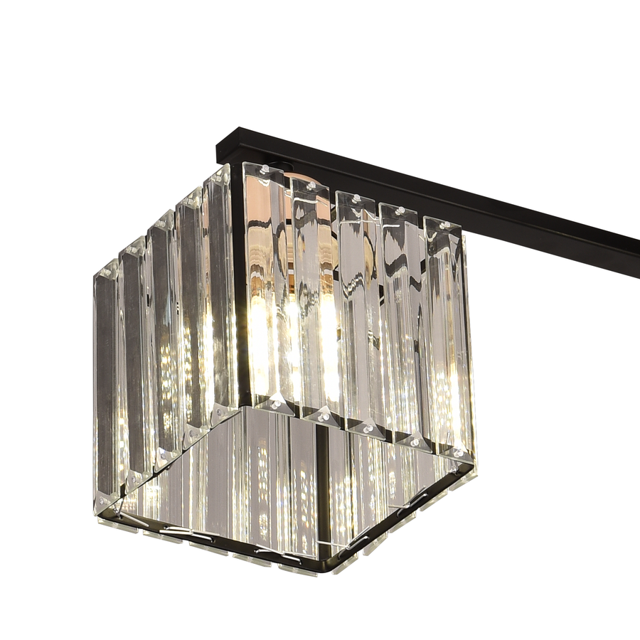 Klasický moderný gruzínsky luster, LC111/6BK, 6x E27, čierny, kov a sklo