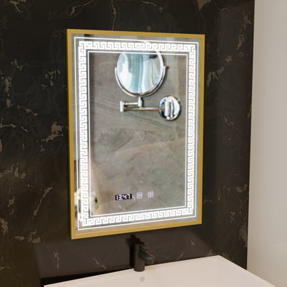 Zrkadlo LED Touch Bruno Zástupca oddelenia, hodiny a teplota 60x80 cm strieborný rám