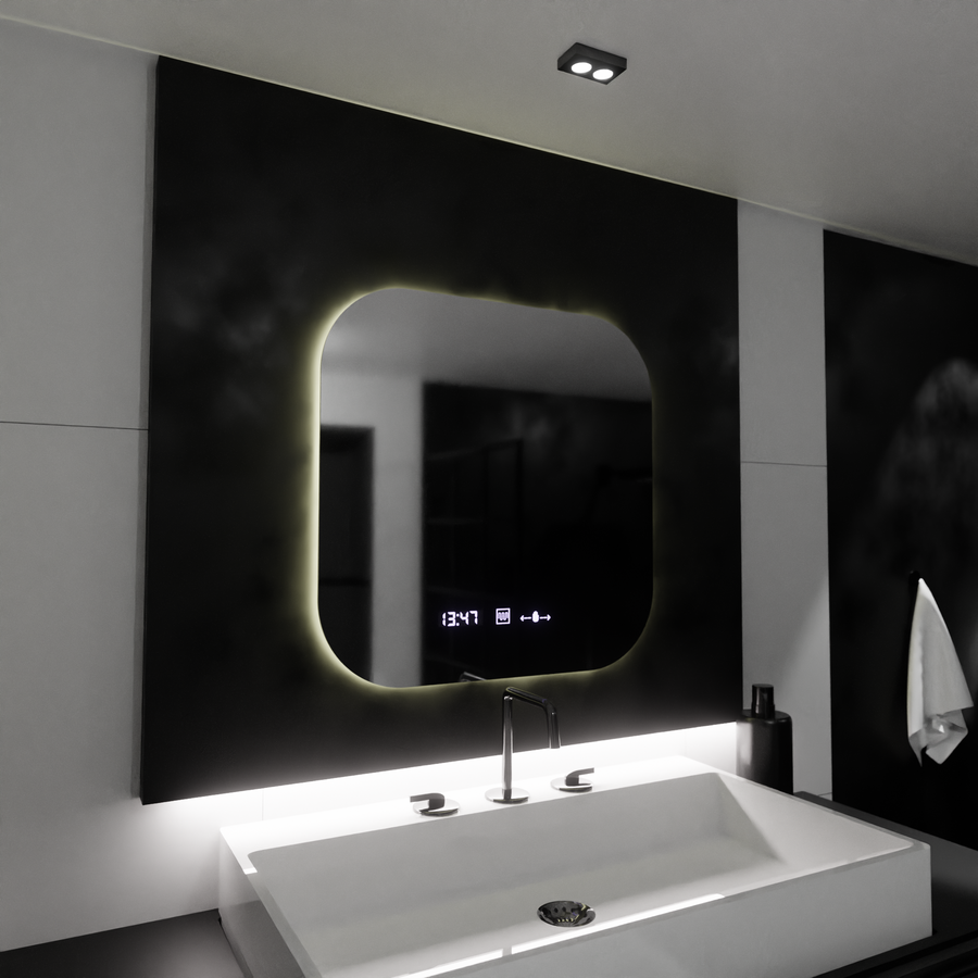 Obdĺžnikové LED zrkadlo 60x60cm Harmony Motionglow MARCLELL SYSTEM PISIKCILITY A DAIM TERMOMOMOMER