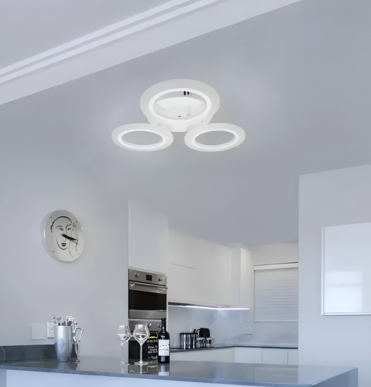 VEĽKÝ 24W LED luster, 3 kruhy, neutrálne svetlo, biely