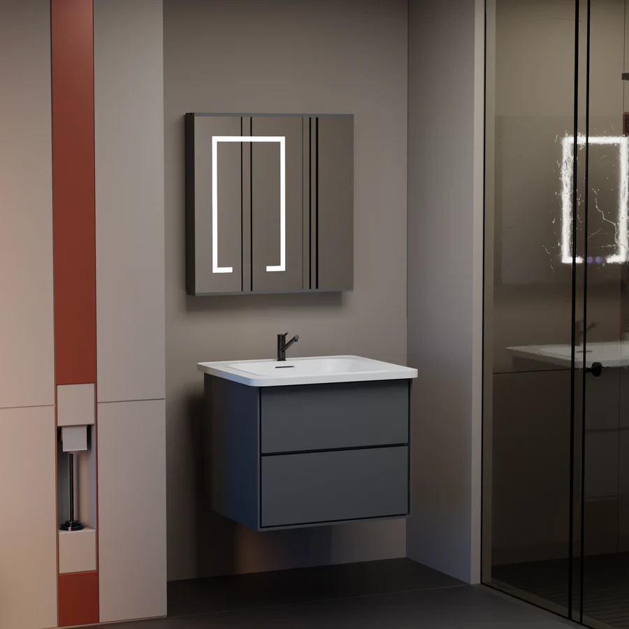 Súprava kúpeľňového nábytku SANTORINI, 60x50cm, 2 kusy, sivá a biela