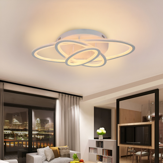 LED luster s gentianom diaľkovým ovládaním, 75 W, 3 elipsy, studené/horúce/neutrálne svetlo, nestabilné, biele