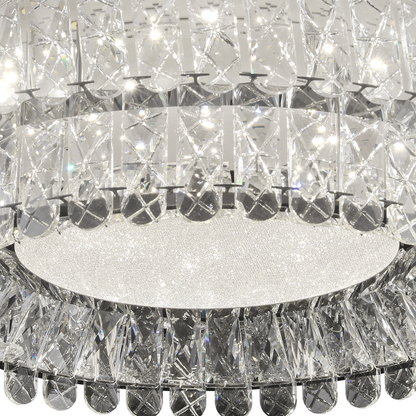 LED luster LLC130/1CH, krištáľ a kov, 31W, 1 kruh, stmievateľné, nastaviteľná výška, studené/teplé/neutrálne svetlo, luxusné osvetlenie