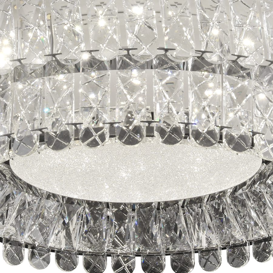 LED luster LLC130/1CH, krištáľ a kov, 31W, 1 kruh, stmievateľné, nastaviteľná výška, studené/teplé/neutrálne svetlo, luxusné osvetlenie