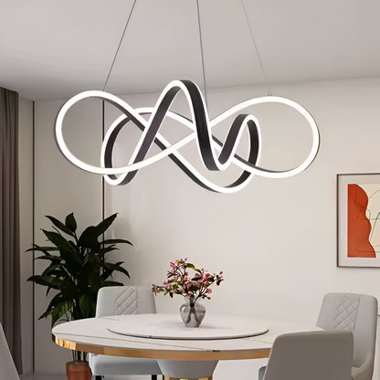 LED luster zavesený s diaľkovým ovládaním nekonečna, 138 W, nastaviteľná výška, studené/horúce/neutrálne svetlo, nestabilné, čierne