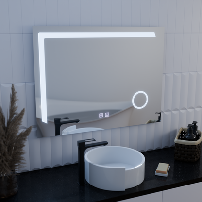 Zrkadlo LED Touch Manfred Defrition System, Clock and TEPELE 60x80 cm Kozmetické zväčšovanie