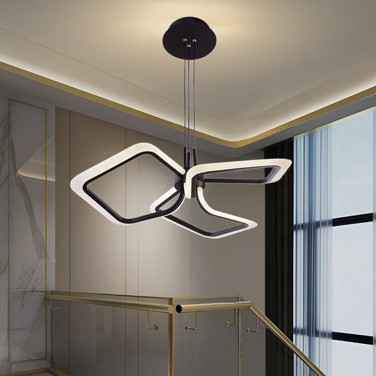 Lustra LED suspendata cu Telecomanda RIMINI 58W, 3 Patrate, lumina Rece/Calda/Neutra, Dimabila, Negru Lustre LED cu Telecomanda Default Title Alessandro Design