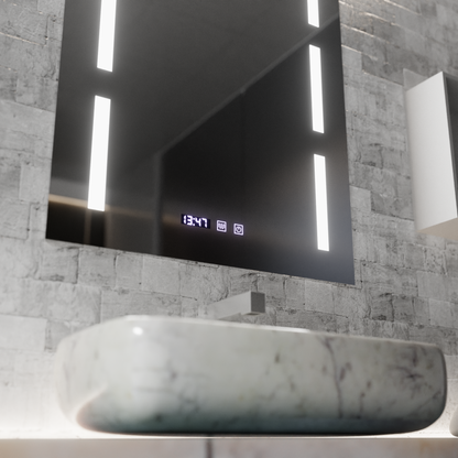 Zrkadlo LED Touch Erich S86/60X80 Systém odhmlievania, hodiny a teplota 60x80 cm