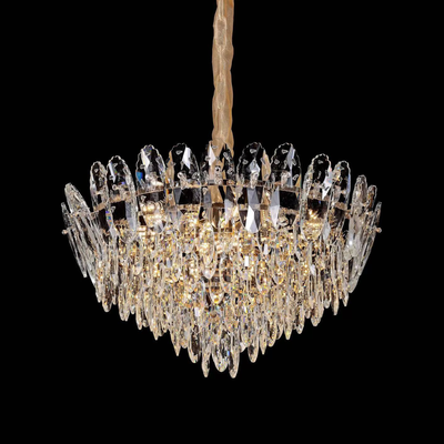 Krištáľový luster, Magno 11xE14, priemer 60 cm, lesklé zlato, nastaviteľná výška, kov a krištáľ