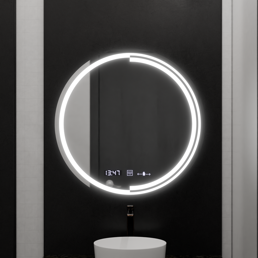 60 cm okrúhle LED zrkadlo Motionglow Sensor Consuel Marcellow Smoteble Clock Defosting System