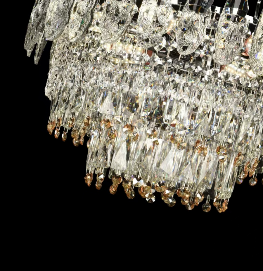 Lustrový krištáľový Windsor elegancia 6x E14, priemer 49 cm, lesklé zlato, nastaviteľná výška