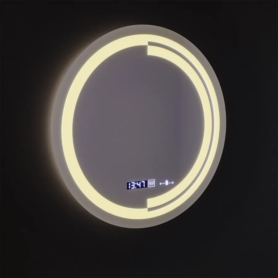 60 cm okrúhle LED zrkadlo Motionglow Sensor Consuel Marcellow Smoteble Clock Defosting System