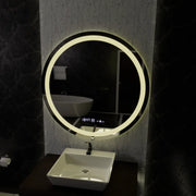 Okrúhle LED zrkadlo 100 cm Celeste Motionglow Marcello Smoteble Clock Defosting System