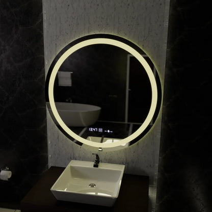 Okrúhle LED zrkadlo 100 cm Celeste Motionglow Marcello Smoteble Clock Defosting System
