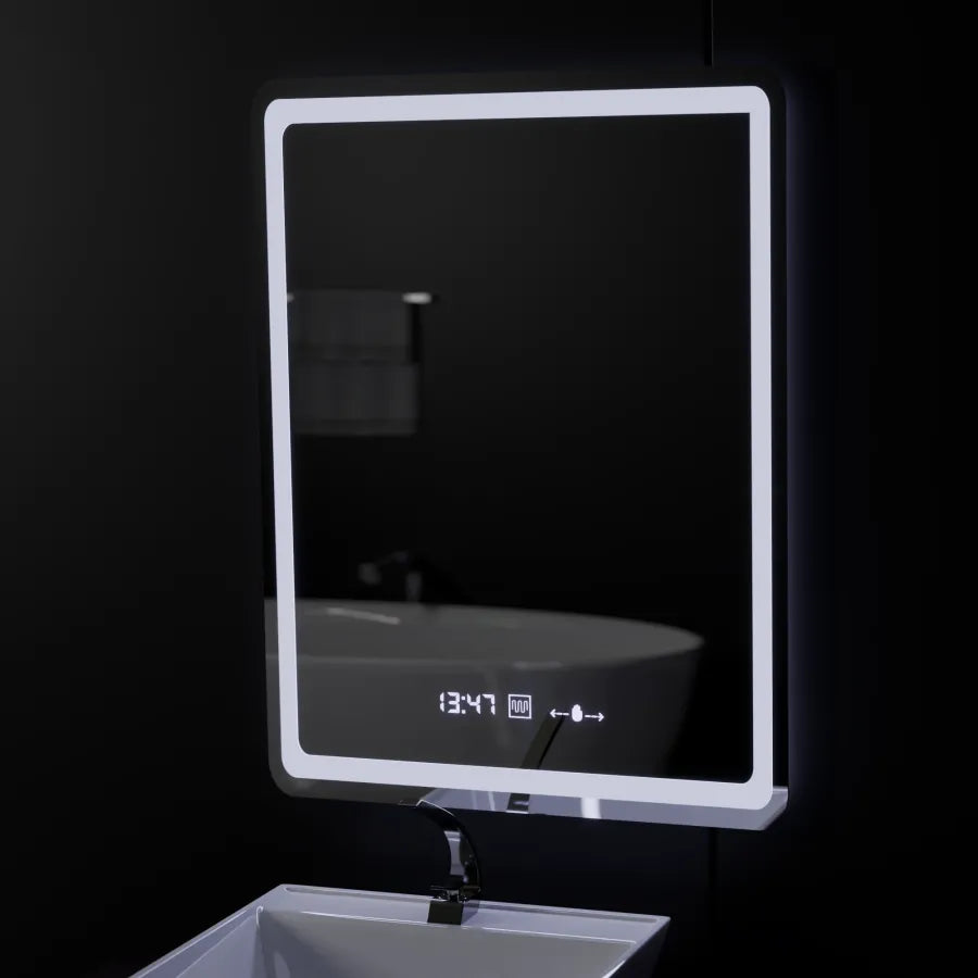 Obdĺžnikové LED zrkadlo 60x80cm Motionglow Sensor Marcellow Wizz Systém rozmrazujúcej hodiny a smiešne teplomer