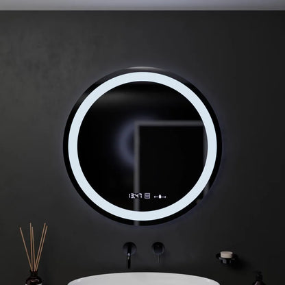 60 cm okrúhle LED zrkadlo Celeste Motionglow Marcello Smoteble Clock Defrition System