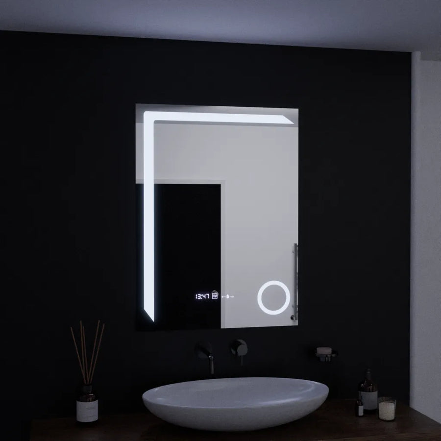 Zrkadlo LED obdĺžnikový 60x80cm Presnosť Motionglow Marcello System System Distivities a teplomer kaimimického skla