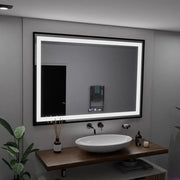 Zrkadlo LED obdĺžnik 100x65cm Verite Majeste noir Motion Glow Marcello Clock DeFRost & Smutable Therometer
