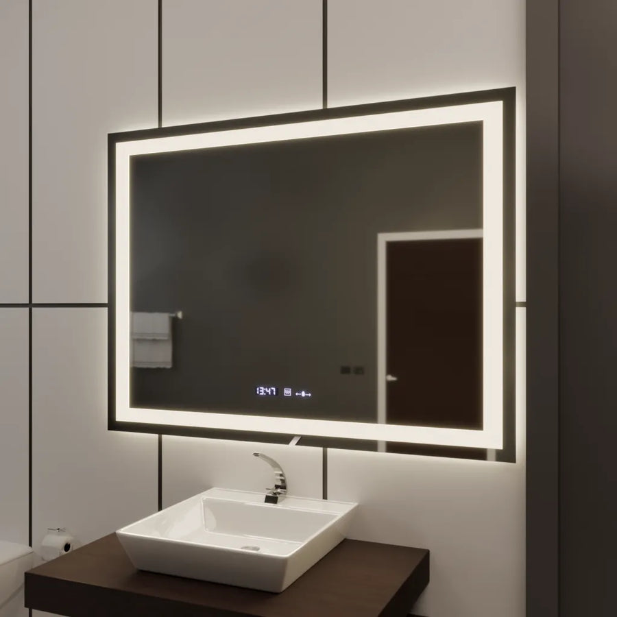 Zrkadlo LED obdĺžnikový obdĺžnik 120x80cm Vérité Motionglow Marcello, deaktivujúci systém, teplomer a hodiny, daimable