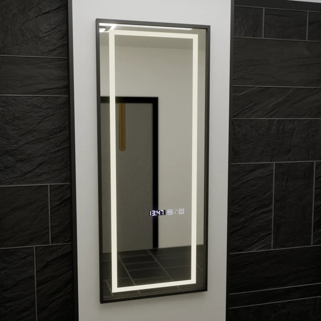 Zrkadlové LED RECTANGULA 60x150 cm Bianca Radar Radar Marcello Clock DeFROST & Smutable Therometer