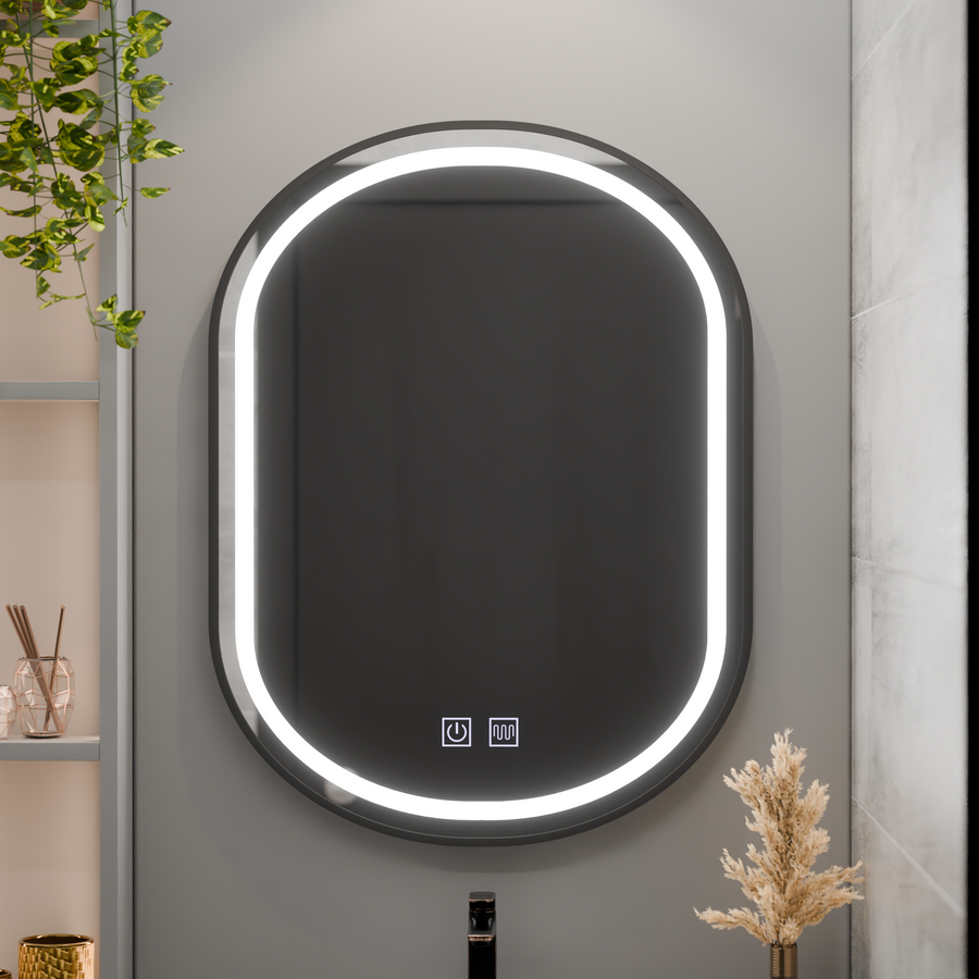 Oválne LED zrkadlo 60x80cm Torino Luce Touch Deframe Smoteble System