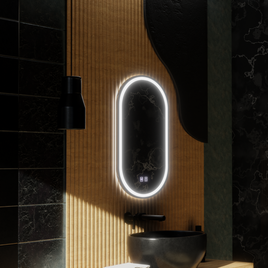 Oválne LED zrkadlo, 50x100cm, Velara Touch, Demister System, Stmievateľné