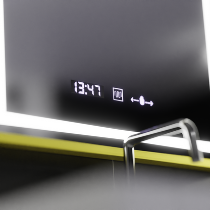 Obdĺžnikové LED zrkadlo 50x70cm Verite Royale Gold Motion Glow Marcello Smoteble Clock Defosting System