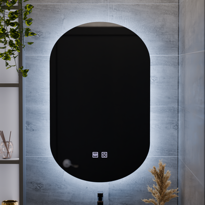 Oválne LED zrkadlo, 50X80cm, E14S/50X80, Touch, Demister System