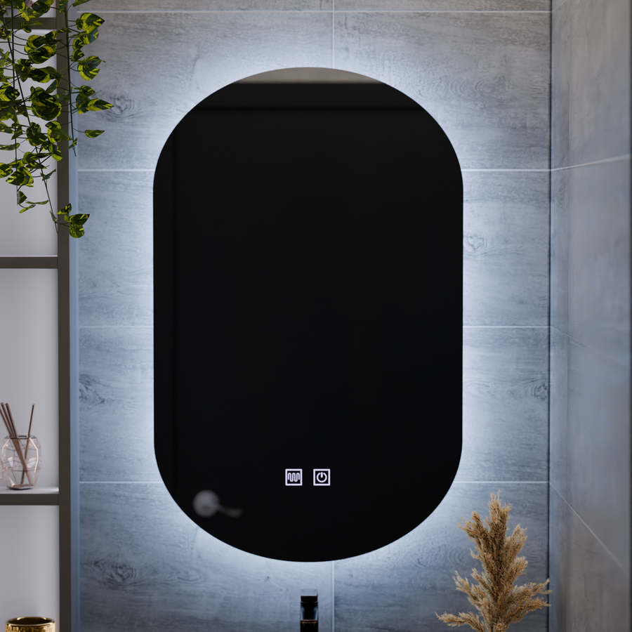 Oválne LED zrkadlo, 50X80cm, E14S/50X80, Touch, Demister System