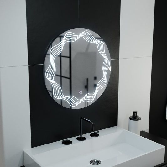 Zrkadlové okrúhle LED 60 cm flusso dotknuté systém defriácie