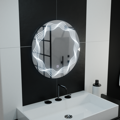 Zrkadlové okrúhle LED 60 cm flusso dotknuté systém defriácie