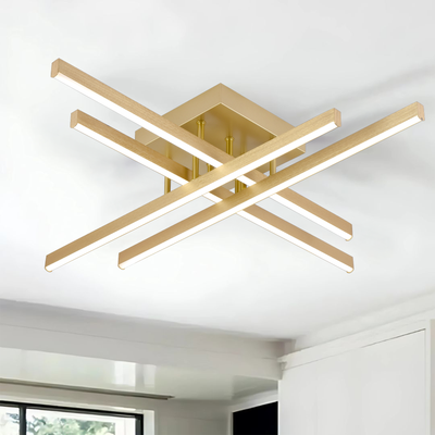 LED luster s diaľkovým ovládaním LINEX, 54W, svetlo 3000K/4000K/6000K, stmievateľný, zlatý