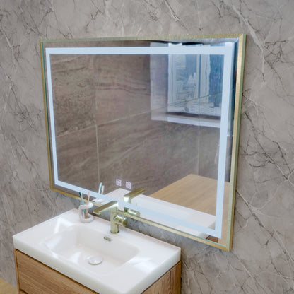LED Touch Kariri Mirror, 80x60 cm, funkcia odmrazovania, rám s brúsenými ružami