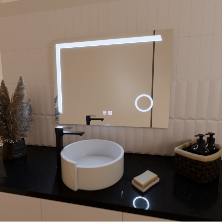 Zrkadlo LED Touch Manfred Defrition System, Clock and TEPELE 60x80 cm Kozmetické zväčšovanie