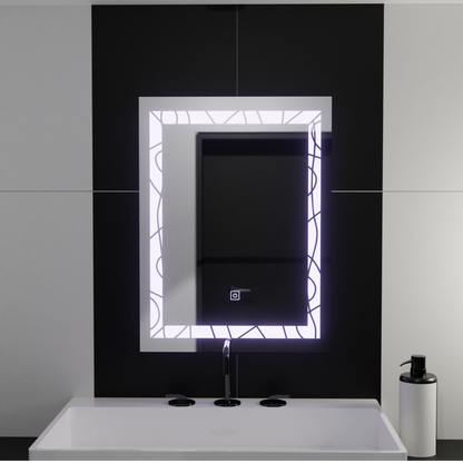 Zrkadlové LED obdĺžnikový 60x80cm Deco rám základný dotyk