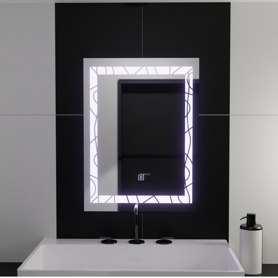 Zrkadlové LED obdĺžnikový 60x80cm Deco rám základný dotyk