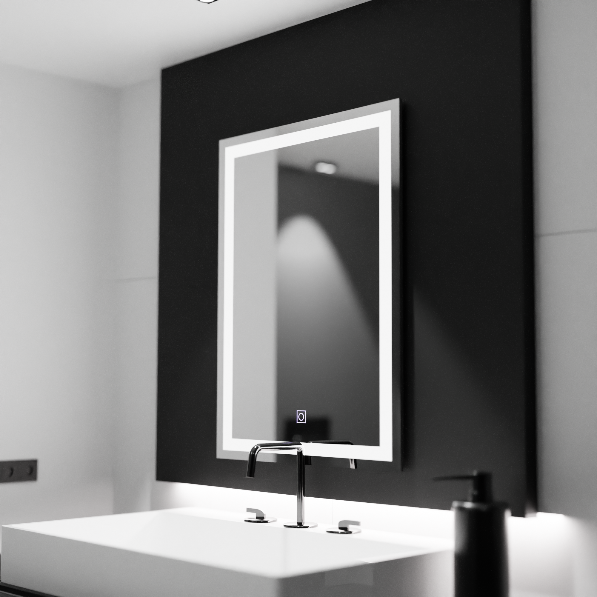 Obdĺžnikové LED zrkadlo 60x80cm rámový základný dotyk