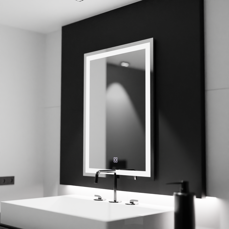 Obdĺžnikové LED zrkadlo 60x80cm rámový základný dotyk