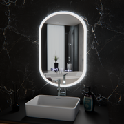 Oválne LED zrkadlo, 50x80cm, Lucia Sensor Marcello, Demister System, Hodiny & Teplomer, Stmievateľné