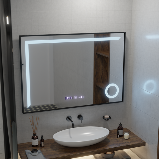 LED snímač snímača SOFIA SOFIA SOFIA S DIPROSTINGU DISTRATIONU FUNKCIA 110X65 CM Teplé/studené/neutrálne stmievacie svetlo, Rose Gold Brudhed rám, zbierka Marcello Funghi Collection
