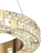 LED luster s diaľkovým ovládaním, LLC135/2GD, krištáľ a kov, 80W, 2 kruhy, stmievateľné, výškovo nastaviteľné, studené/teplé/neutrálne svetlo 3000K/4000K/6000K, Luxusné osvetlenie