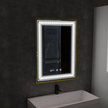 Zrkadlo LED Touch Bruno Zástupca oddelenia, hodiny a teplota 60x80 cm strieborný rám