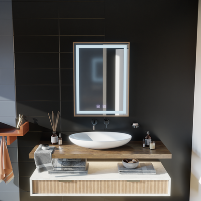 LED Touch Kariri Mirror, 60x80 cm, funkcia odmrazovania, rám s brúsenými ružami