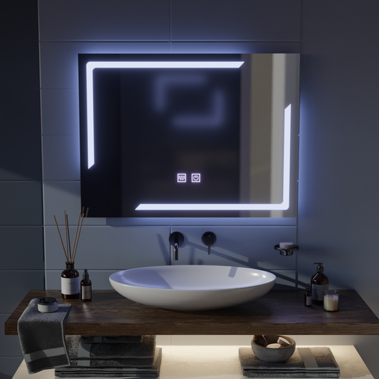 Obdĺžnikové LED zrkadlo, 80x60cm, ECLISSA Touch, Demister System, Stmievateľné