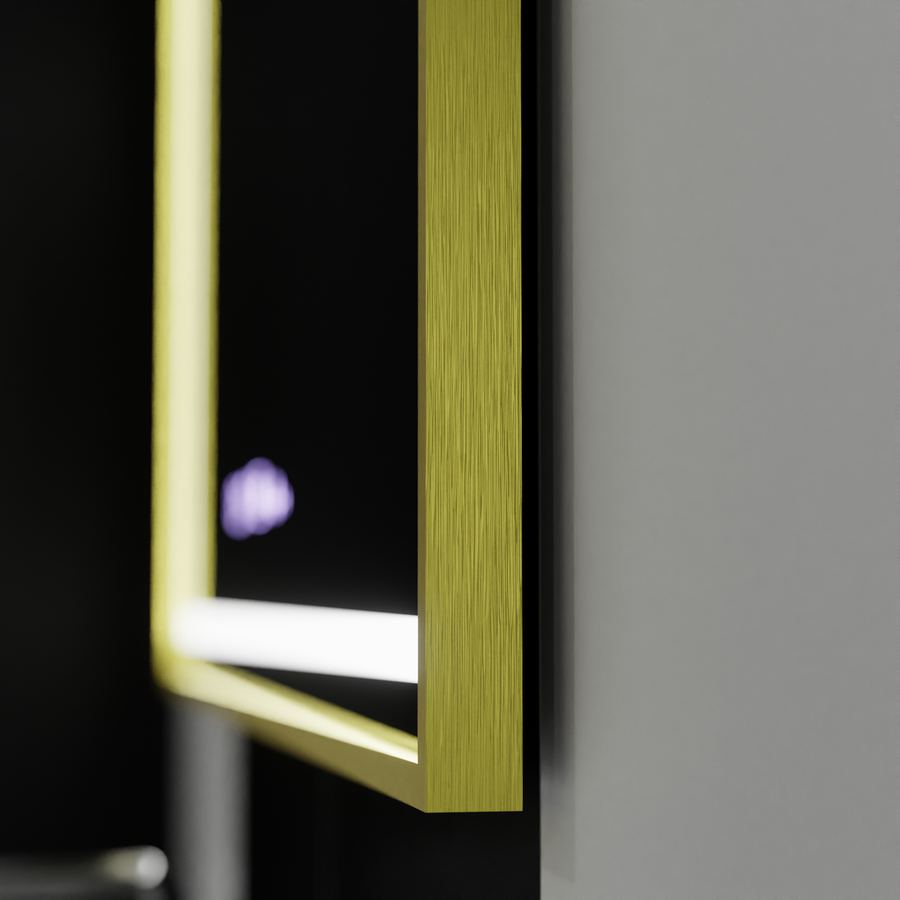 Zrkadlo LED obdĺžnik 100x65cm Verite Royale Gold Motion Glow Glow Marcello Clock Defrition System a Smoteble Therometer