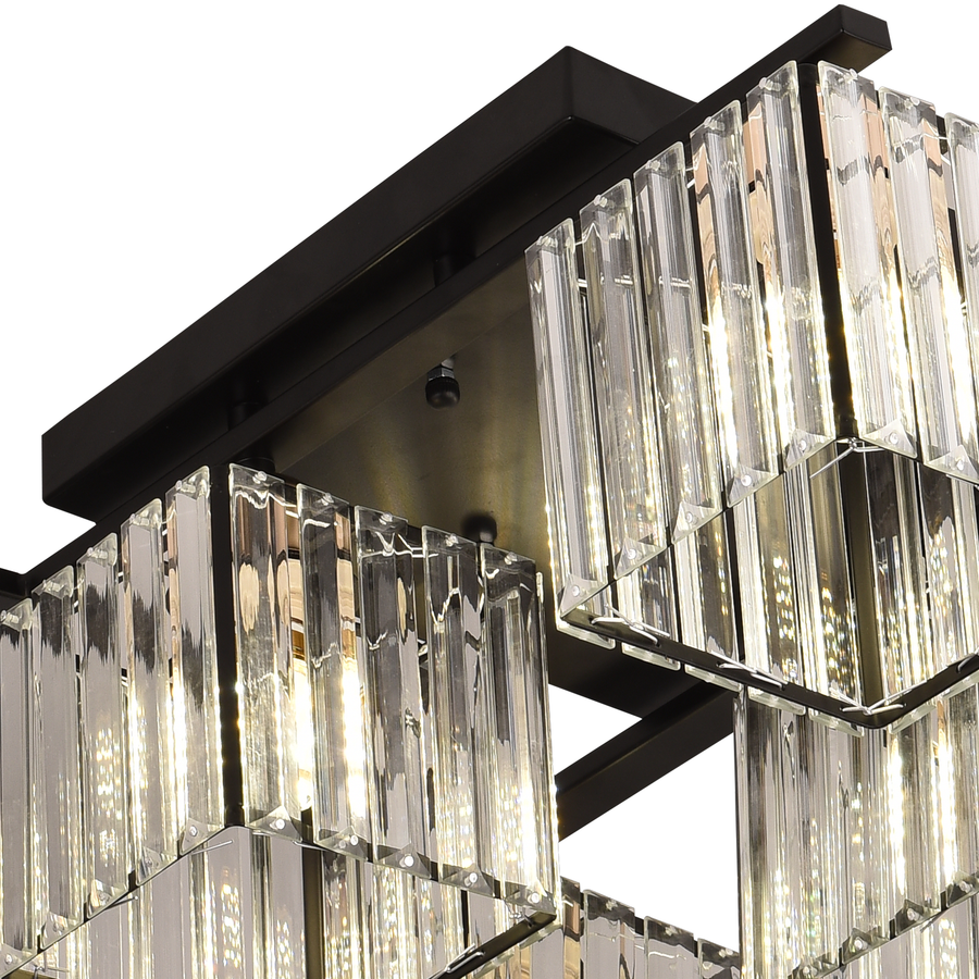 Klasický moderný gruzínsky luster, LC111/6BK, 6x E27, čierny, kov a sklo